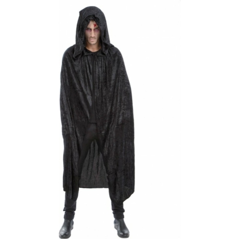 Halloween Dracula cape - voor volwassenen - zwart - fluweel - L182 cm -