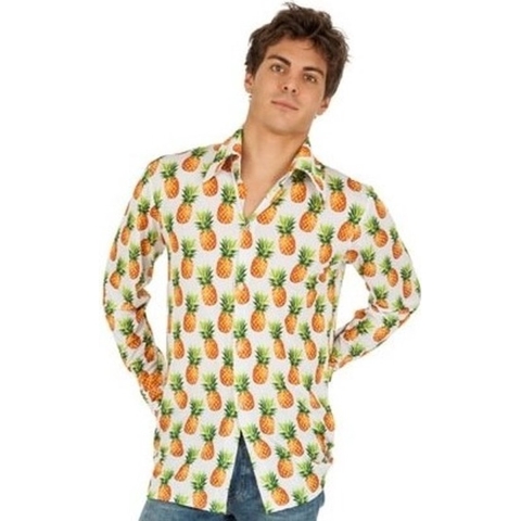 Foute Hawaii blouse ananas verkleed shirt voor heren M (48) -