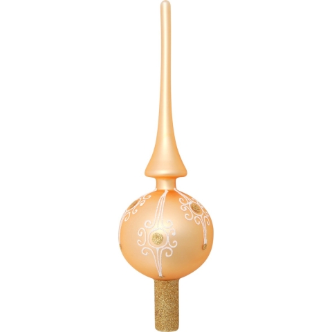 Kerst piek - goud - 28 cm - glas - mat - gedecoreerd - luxe - kerstboompiek -