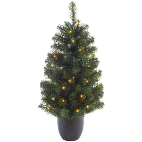 Bellatio Decorations Kunst kerstboom - groen - H120 cm - met verlichting - kunstboom -