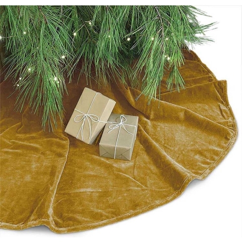 Kerstboomrok - velvet goud - D120 cm - polyester - kerstboomkleed -