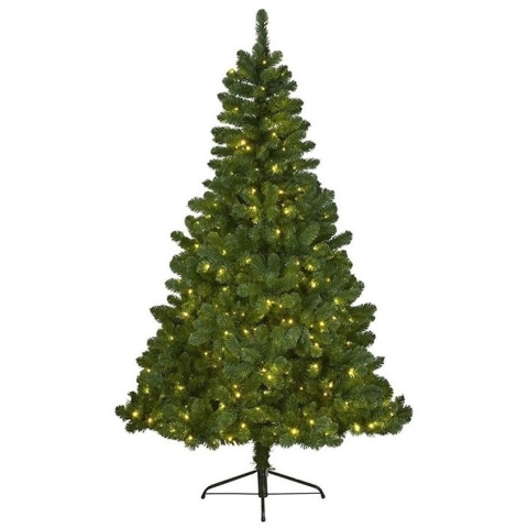 Bellatio Decorations Kunst kerstboom - groen - H210 cm - met verlichting - kunstboom -