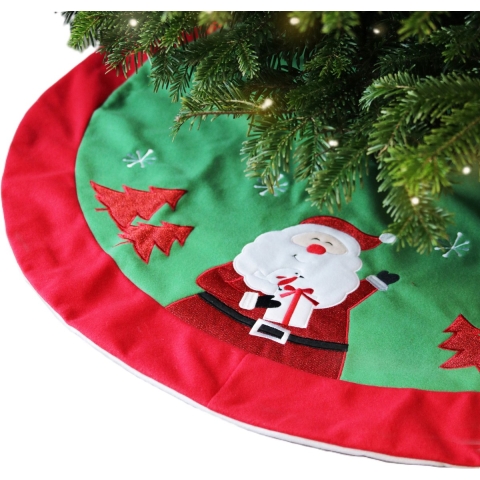 Kerstboomrok - kerstman - rood/groen - D90 cm - polyester - kerstboomkleed -