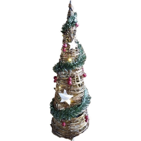 Gerimport LED piramide kerstboom - 80 cm - rotan - kerstverlichting -