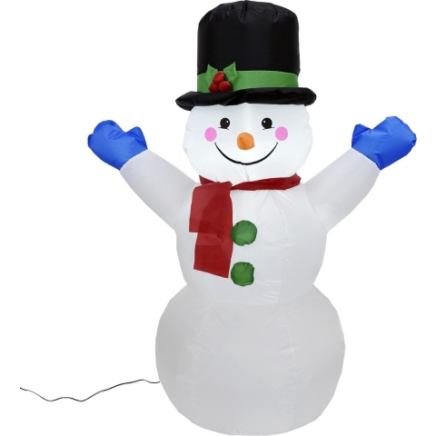 Grote opblaasbare sneeuwpop - 123 cm - met verlichting - kerstdecoratie/kerstversiering -