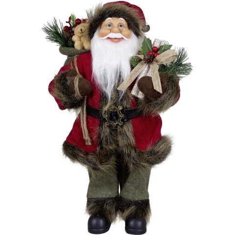 Kerstman pop Hendrik - H45 cm - rood - staand - kerst beeld -decoratie figuur -