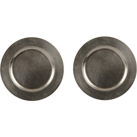 4x Ronde diner/kerstdiner onderborden graniet groen glimmend 33 cm -