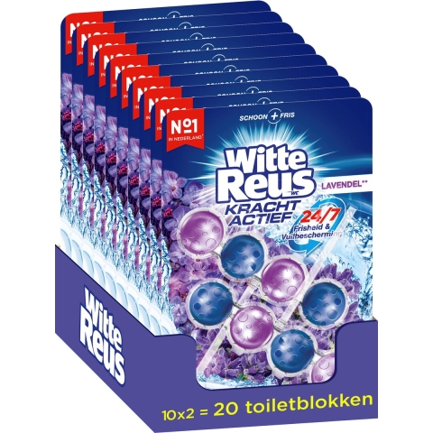 10x Witte Reus Toiletblok Kracht Actief Lavendel 2 stuks