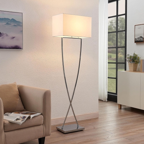 Lucande - Evaine Vloerlamp Chrome/White