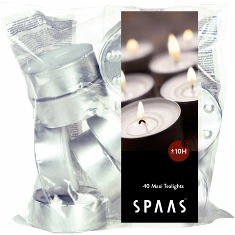 4x SPAAS Theelichten Maxi Wit 10 Branduren 40 stuks