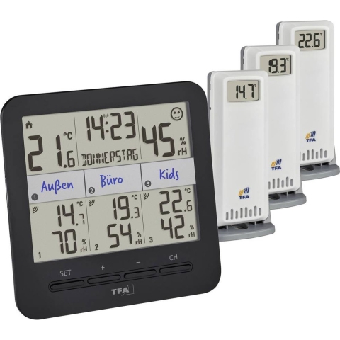 TFA Dostmann KLIMA@HOME 2 30.3075.01 Draadloze thermo- en hygrometer Zwart