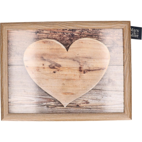 Mars & More Schootkussen - hart houtprint - laptray - 43 x 33 cm -