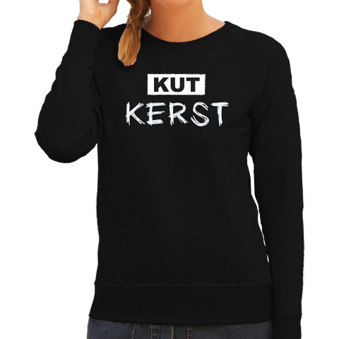 Foute Kersttrui/sweater voor dames - Kut Kerst - zwart/wit M -