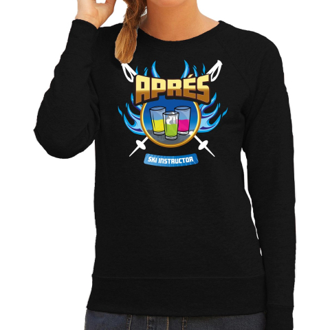Apres ski sweater voor dames - apres ski instructor - zwart - winter trui 2XL -