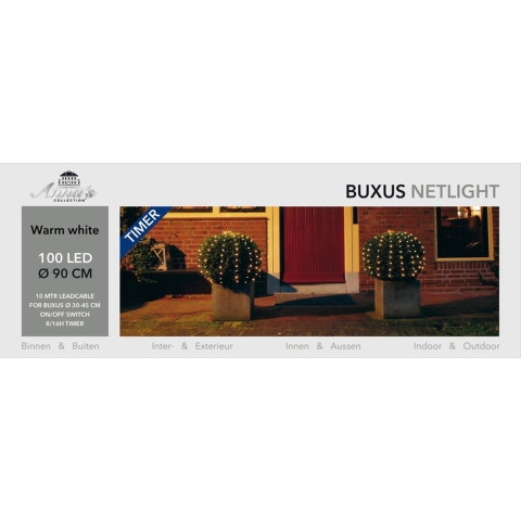 Buxus verlichting - lichtnet met timer - 100 lampjes - warm wit - 90 cm -