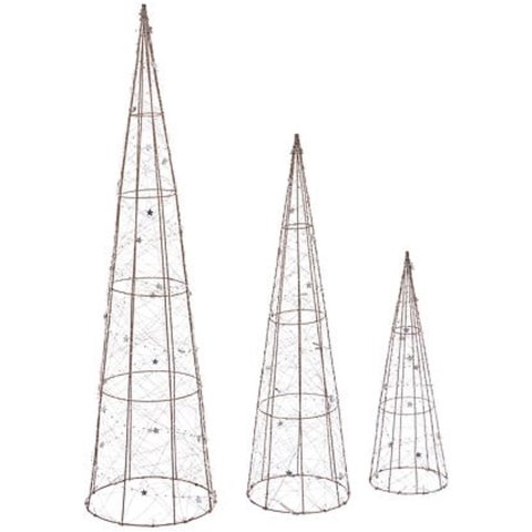Feeric Christmas LED kegel kerstbomen - set van 3x st - koper - kerstverlichting - lampen -