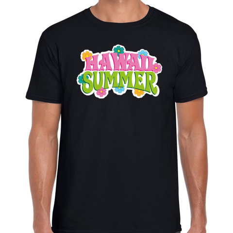 Hawaii summer t-shirt zwart voor heren 2XL -