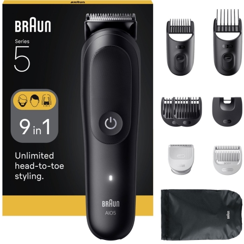 Haar- en baardtrimmer - BRAUN - AIO5540 - 120 min - 14 standen - Zwart