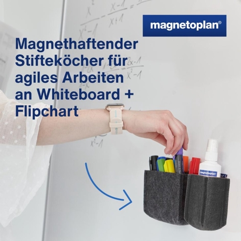 magnetoplan magnetoTray MEDIUM 1227701 Penhouder magnetisch (b x h x d) 130 x 100 x 60 mm Grijs