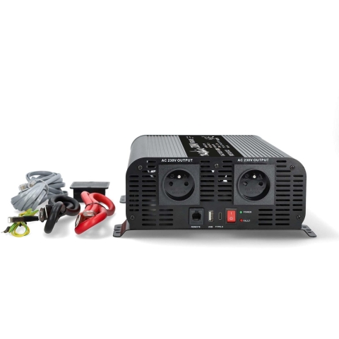 Nedis Power Inverter - Zuivere sinusgolf 24 V DC - 2000 W 4000 W - USB A/C - Schroefklem