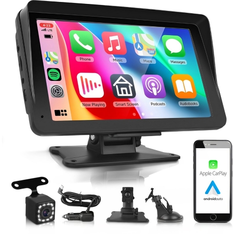Skoov Carplay scherm - Draadloos - Bluetooth 5.0 - Achteruitrijcamera - Dubbel din