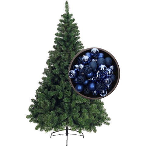 Bellatio Decorations kunst kerstboom 180 cm met kerstballen kobalt blauw -