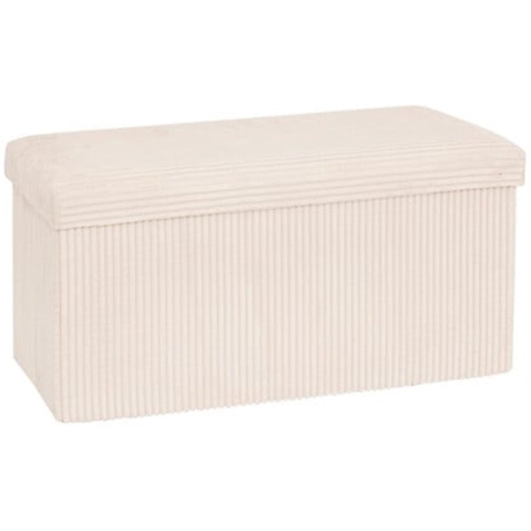 Hocker / Poef Essestial Ribcord - opvouwbaar - wit - MDF/polyester - 76 x 38 cm - 2 persoons -