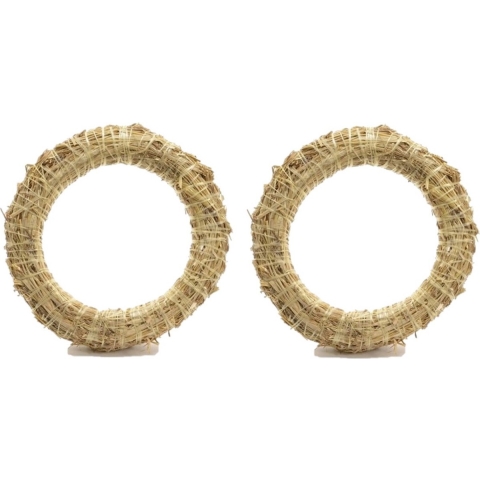 Decoris krans van stro - Set van 2x stuks - 50 x 8 cm - DIY kransen maken - deurkrans - kerstkrans -