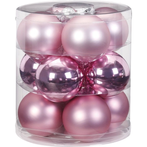 36x stuks glazen kerstballen roze 8 cm glans en mat -
