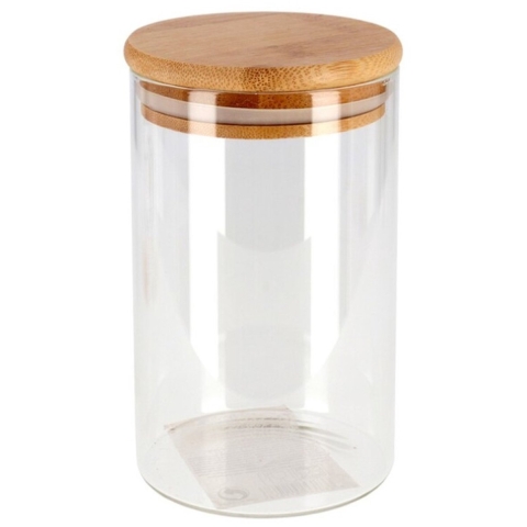Gerimport Voorraadpot - 10x - glas - bamboe deksel - 1,3L - 22 cm -