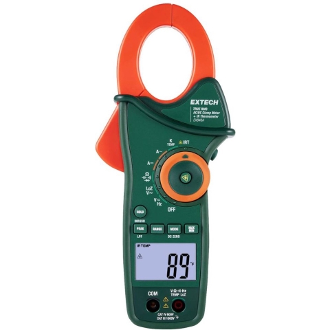 Extech Extech EX840A Stroomtang Digitaal IR-thermometer CAT IV 600 V Weergave (counts): 6000