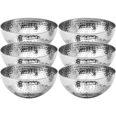 Set van 6x stuks - Slakommetjes/schaaltjes - rvs metaal - D19 cm -