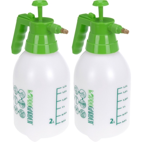 Pro Garden Plantenspuit - Set van 2x stuks - 2 liter - drukspuit met handpomp -