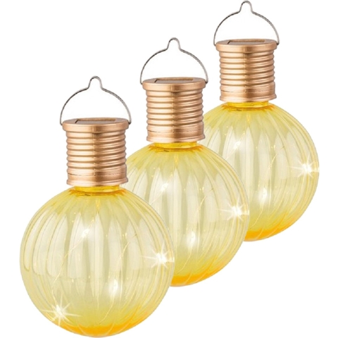 Lampion solar verlichting - 6x - geel - 11 cm - LED -