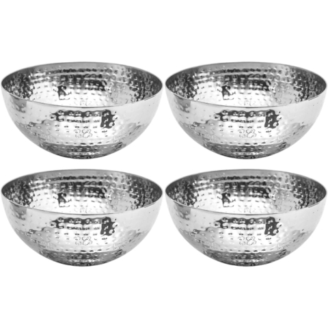 Set van 8x stuks - Slakommetjes/schaaltjes - rvs metaal - D19 cm -