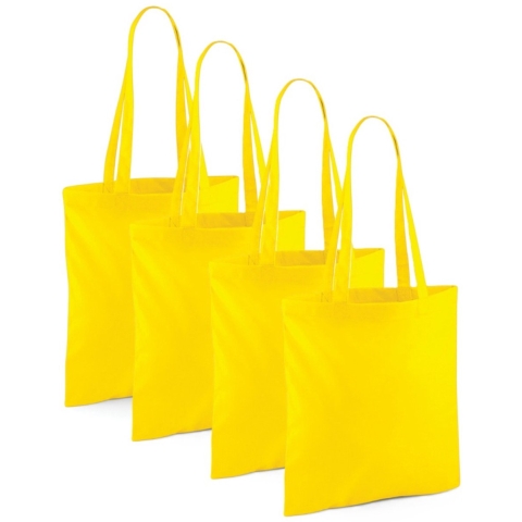 80x Katoenen schoudertassen draagtasje geel 42 x 38 cm -