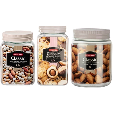 Plasticforte Voorraadpotten / weckpotten - 6x stuks - 1000 ml - 1600 ml - 2000 ml - kunststof -