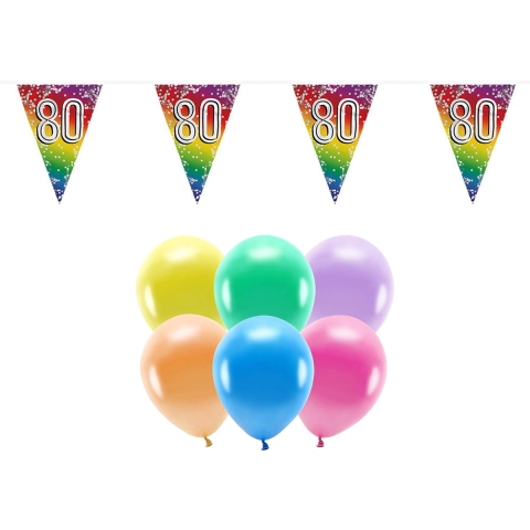 Boland Party 80e jaar verjaardag feest versieringen - Ballonnen en vlaggetjes -