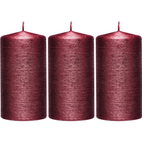 3x Rode cilinderkaarsen/stompkaarsen 7 x 13 cm 25 branduren -