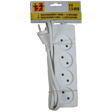 3x Stekkerdoos 4-voudig wit 1,5 meter -