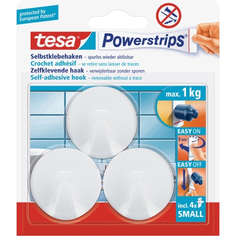 9x Tesa Powerstrips ronde haken small klusbenodigdheden 4 cm -