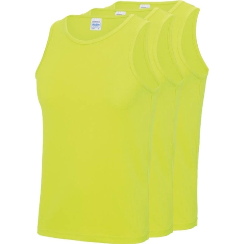3-Pack Maat S - Sport singlets/hemden neon geel voor heren S -