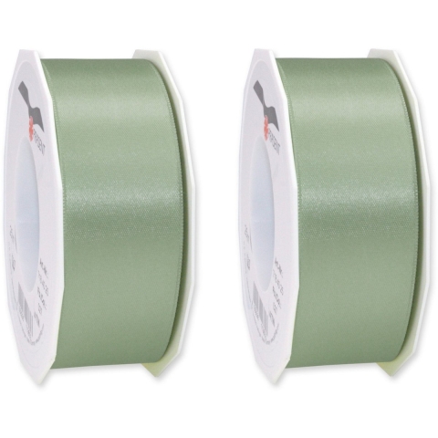 2x Luxe hobby/decoratie lichtgroene satijnen sierlinten breed 4 cm/40 mm x 25 meter -