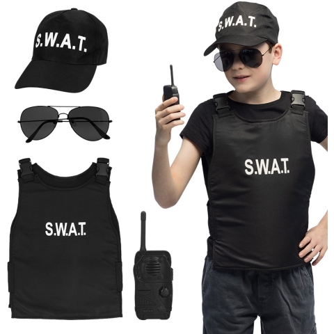 Politie verkleed set - 4 delig - kinderen - SWAT - speelgoed - carnaval -