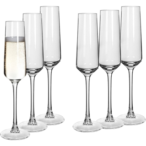 Alessandro Champagneglazen Excalibur - 6x stuks - glas - 200 ml - H26 cm -