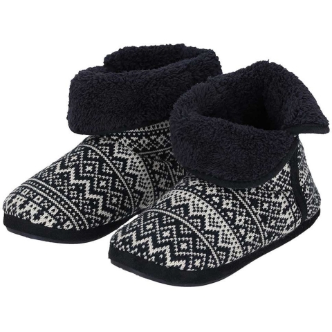 Apollo Hoge pantoffels/sloffen Folklore - gebreid - heren - navy 45-46 -