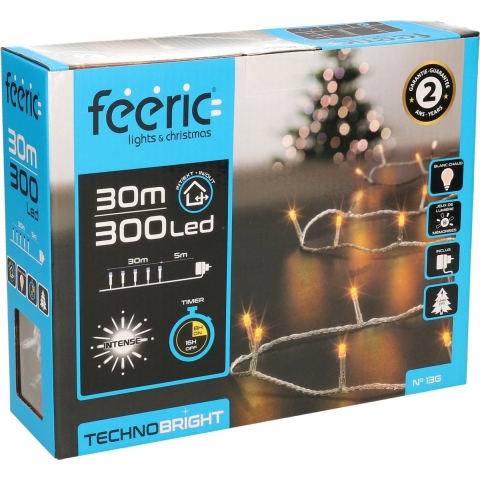 Kerstverlichting - warm wit - 30 meter - 300 led lampjes - transparant snoer -