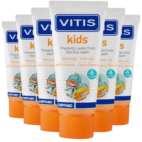 6x Vitis Tandpasta Kids 6m+ 50 ml