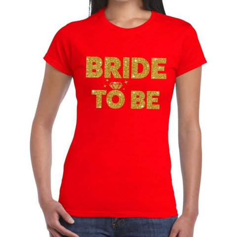 Bride to Be glitter tekst t-shirt rood dames M -