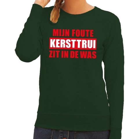 Foute kersttrui in de was groen voor dames XS (34) -